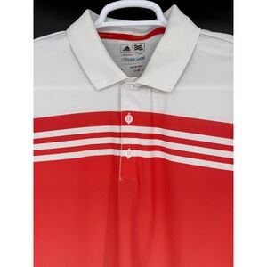 Adidas ClimaCool Golf Polo Shirt L White Red Stripe The Players Championship